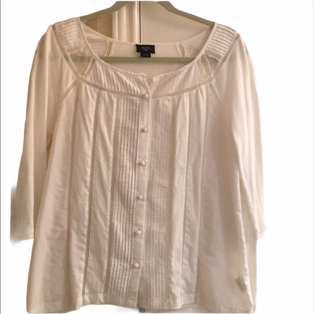 Anthropologie Deletta white pin tuck shirt